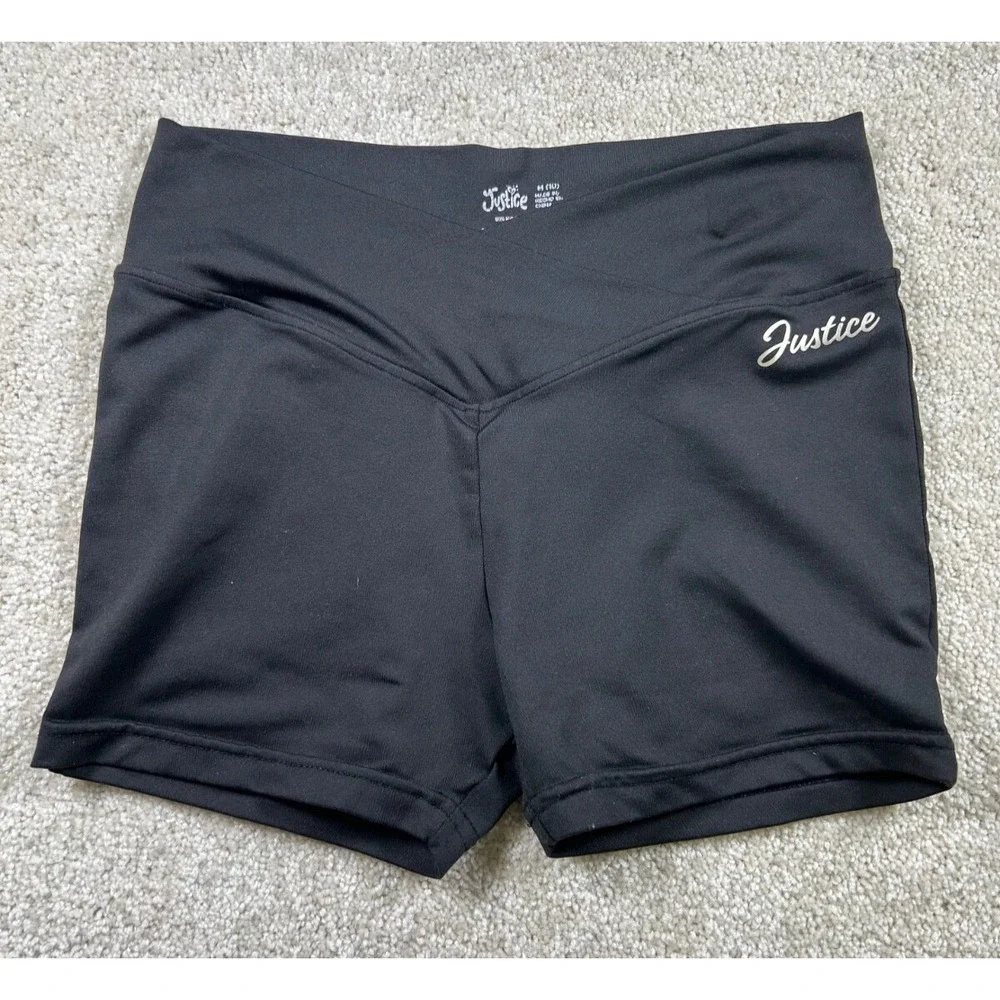 Justice Girls Size M (10) Black Pull-On Shorts Yoga Athletic